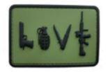 LOVE Pistol Grenade Knife Rifle 2" x 3" PVC Patch - OD