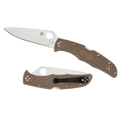 Spyderco Endura 3.75" Drop Point Plain Edge Blade Knife - Tan