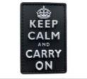 3D Keep Calm and Carry On Vertical PVC Patch - B&W