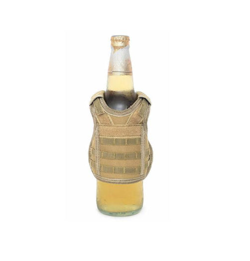 Tactical Beer Molle Vest Beverage Koozie Tan