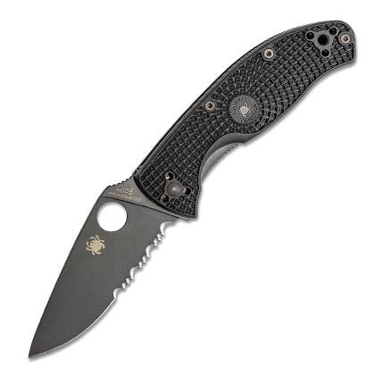 Spyderco Tenacious 3.39" Partially Serrated Blade Knife - Black