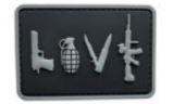 LOVE Pistol Grenade Knife Rifle 2" x 3" PVC Patch - Black