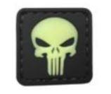 1x1" Punisher PVC Patch - Glow in the Dark