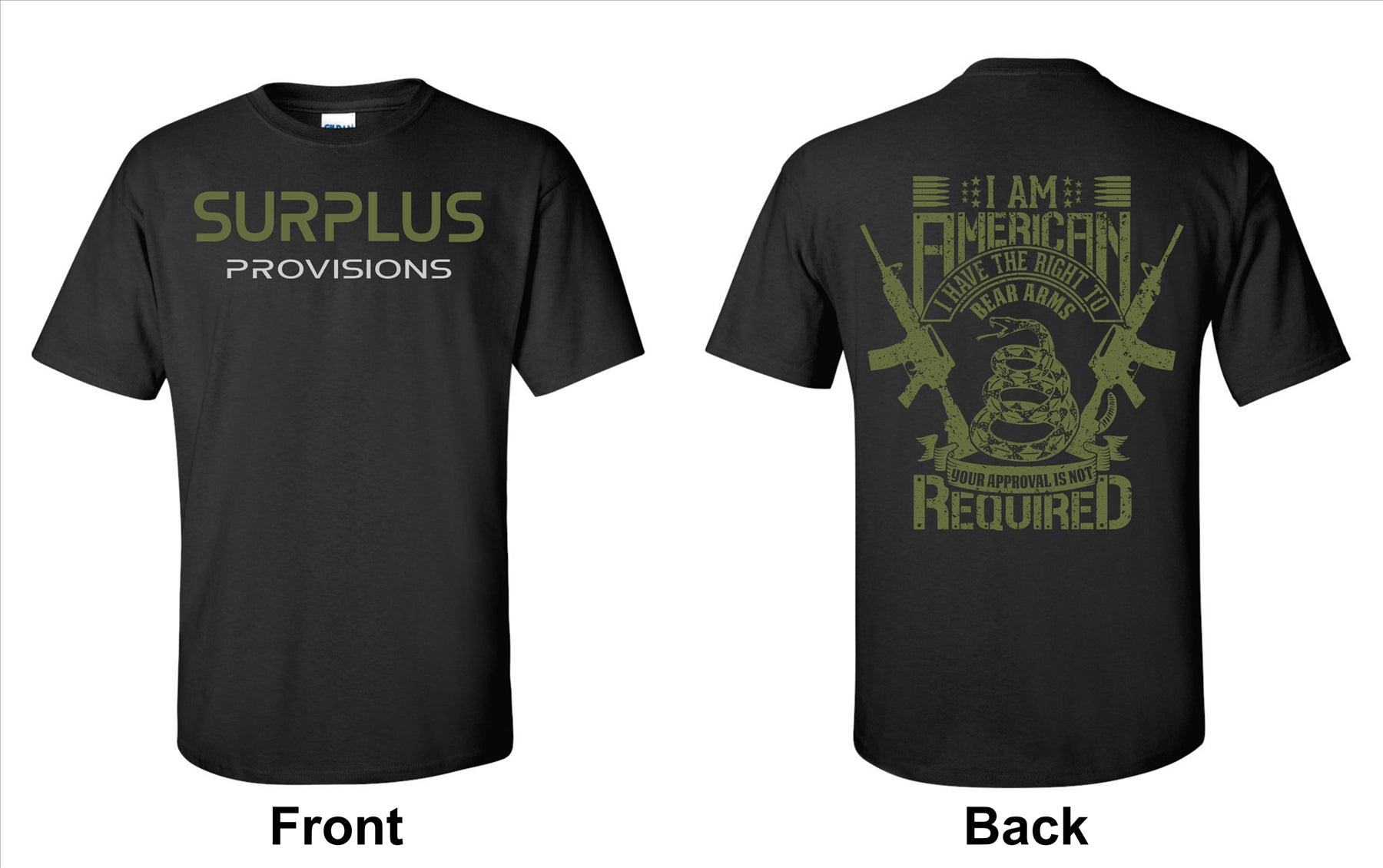Surplus Logo "I Am American" T-Shirt - Black - S