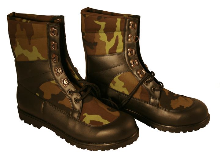 New Czech Army Woodland and Black Leather Boots