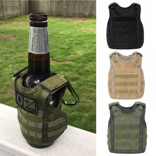Tactical Beer Plate Carrier Koozie Molle Mini Vest with Patch Panel ( Choice of Colors )